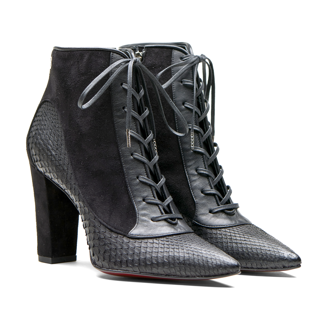 【TENSEI】veil-line lace-up ankle-boots