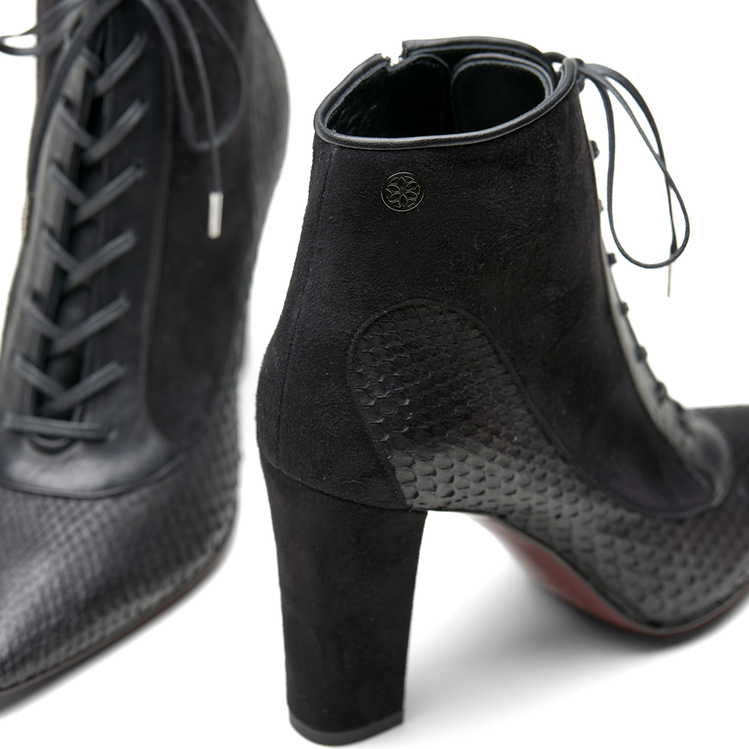 【TENSEI】veil-line lace-up ankle-boots