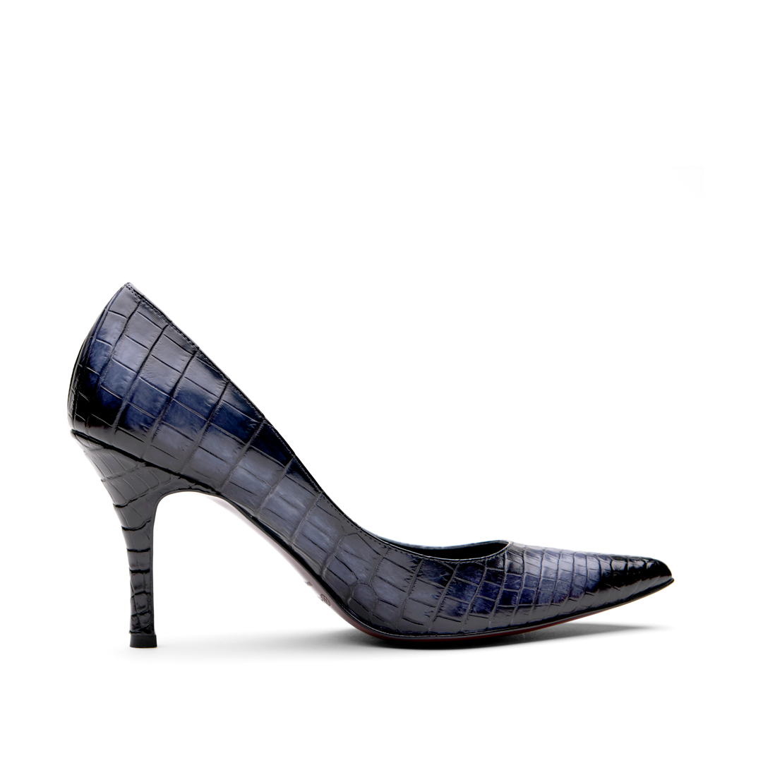 women s From Iris pumps black x gray patina crocodile