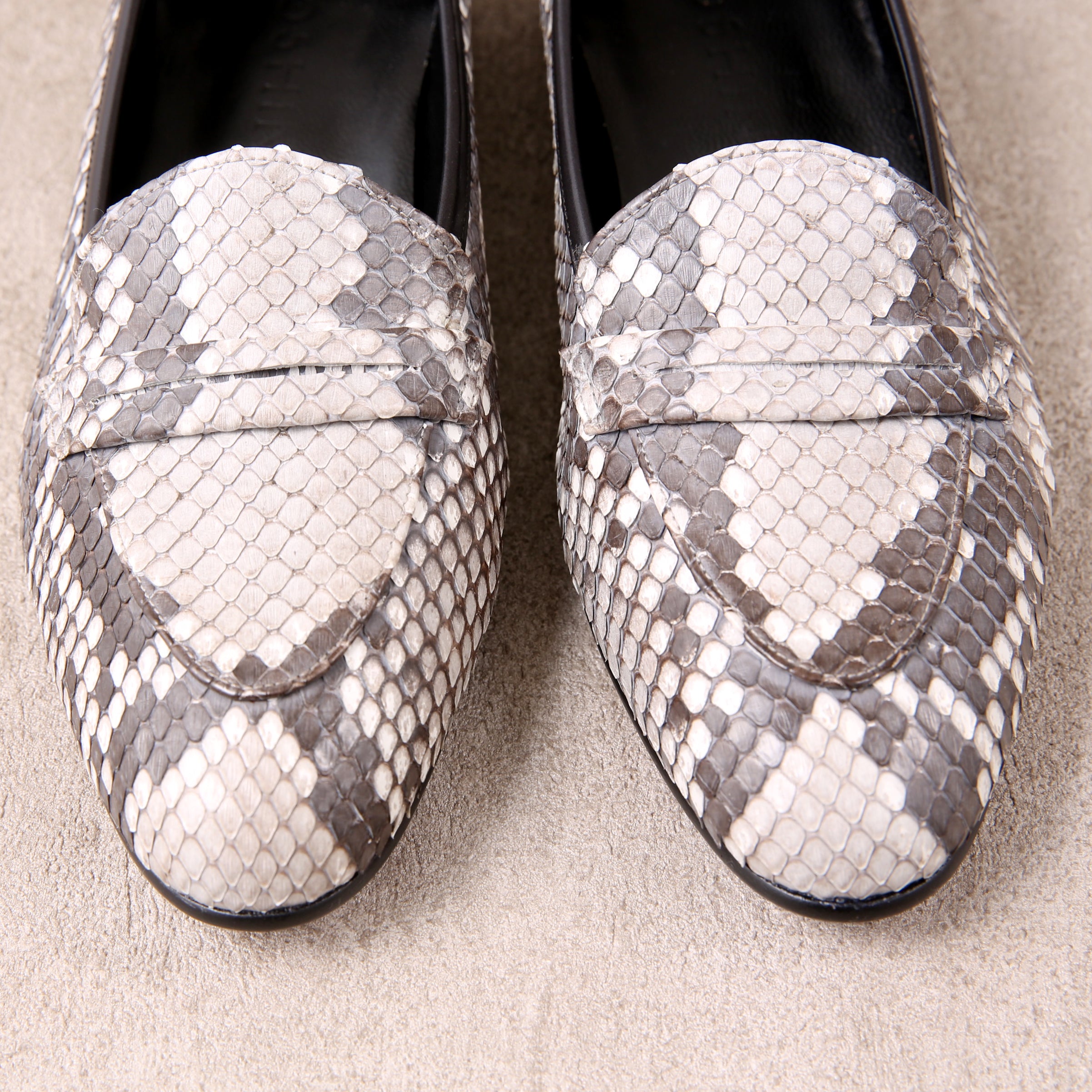 [women's] penny loafers - white python