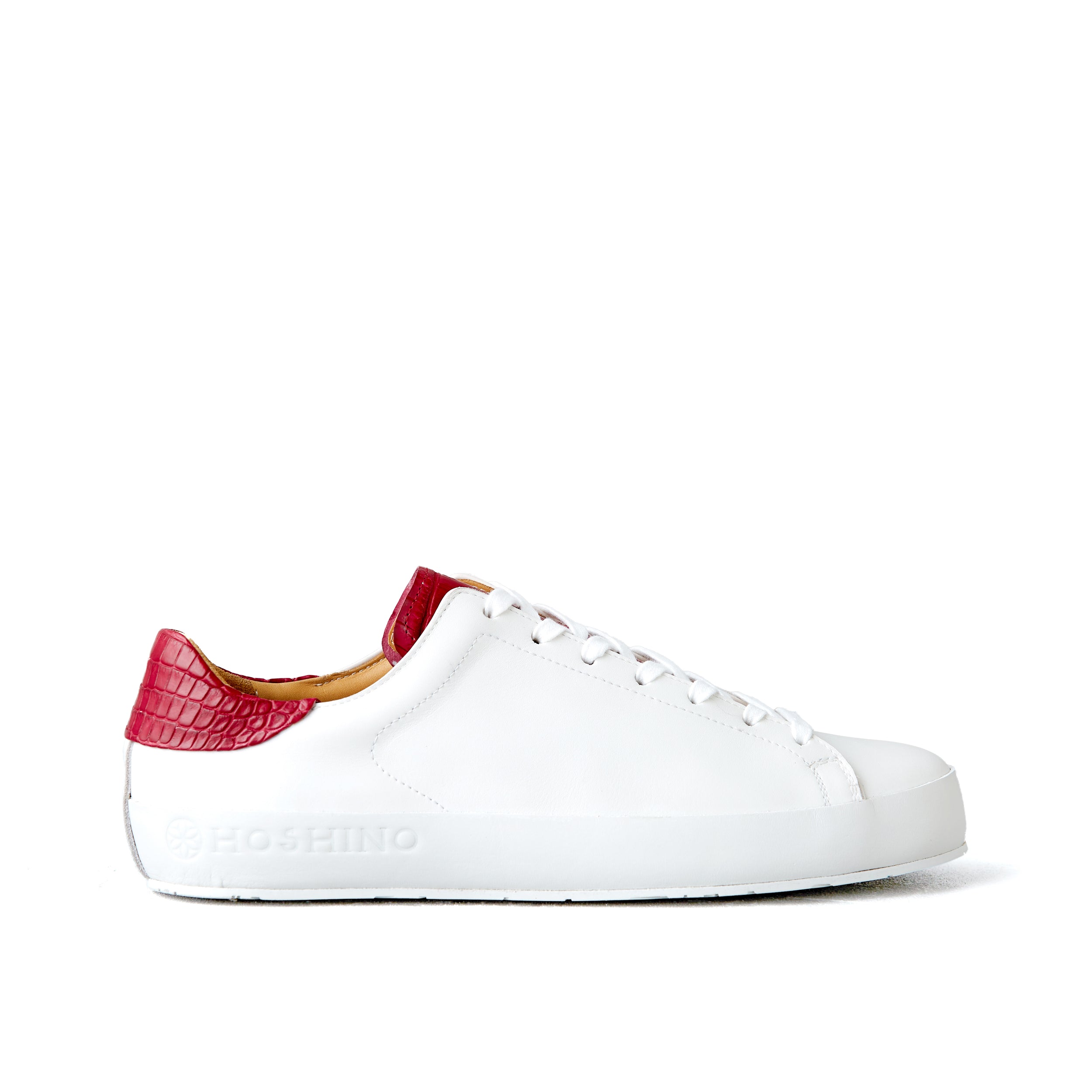 [women's] Liberte - low-top sneakers - combination tongue white and burgundy crocodile