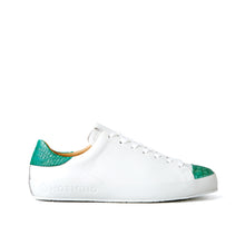 Load image into Gallery viewer, [women&#39;s] Liberte - low-top sneakers - combination toe white and green crocodile
