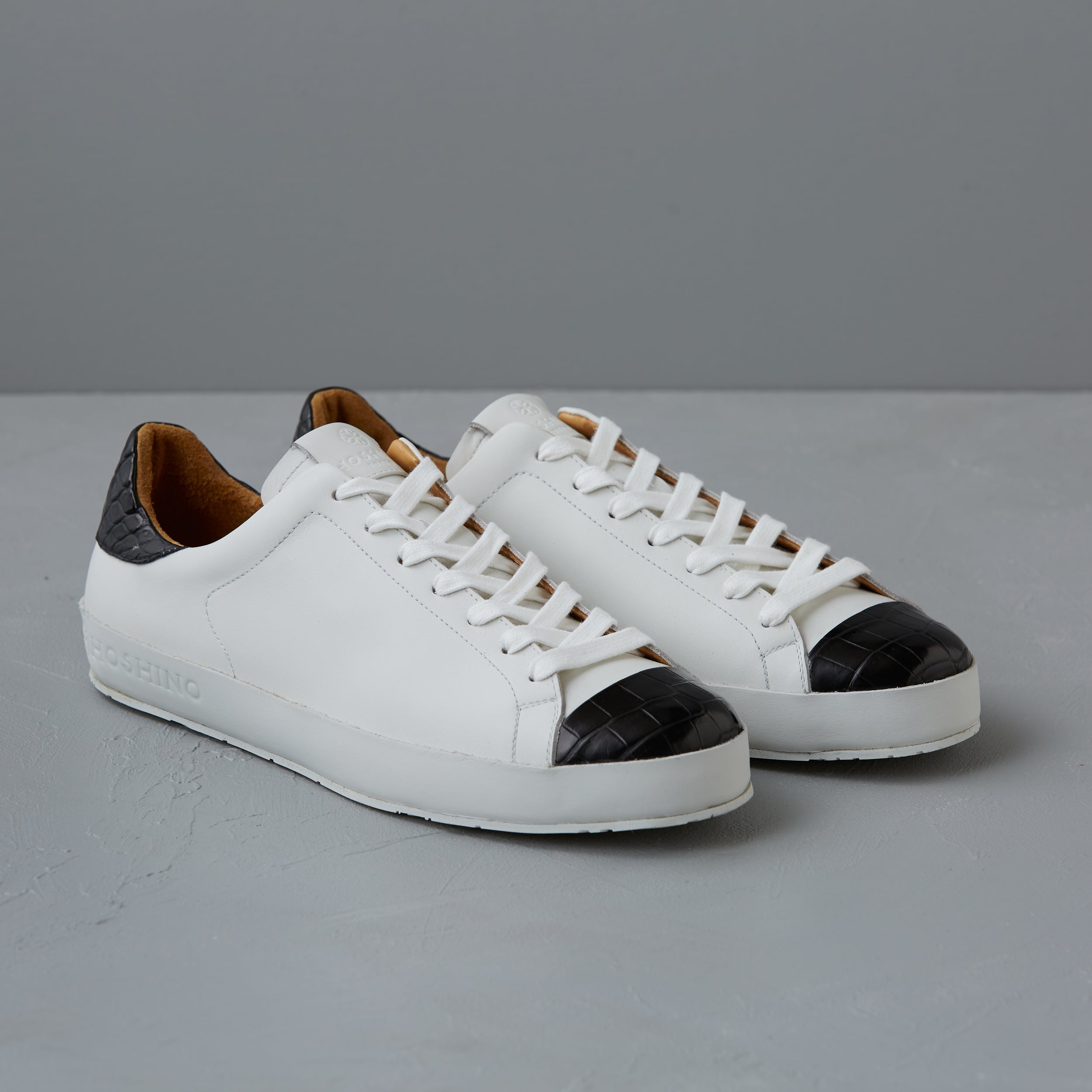 [men's] Liberte - low-top sneakers - combination toe white x black crocodile