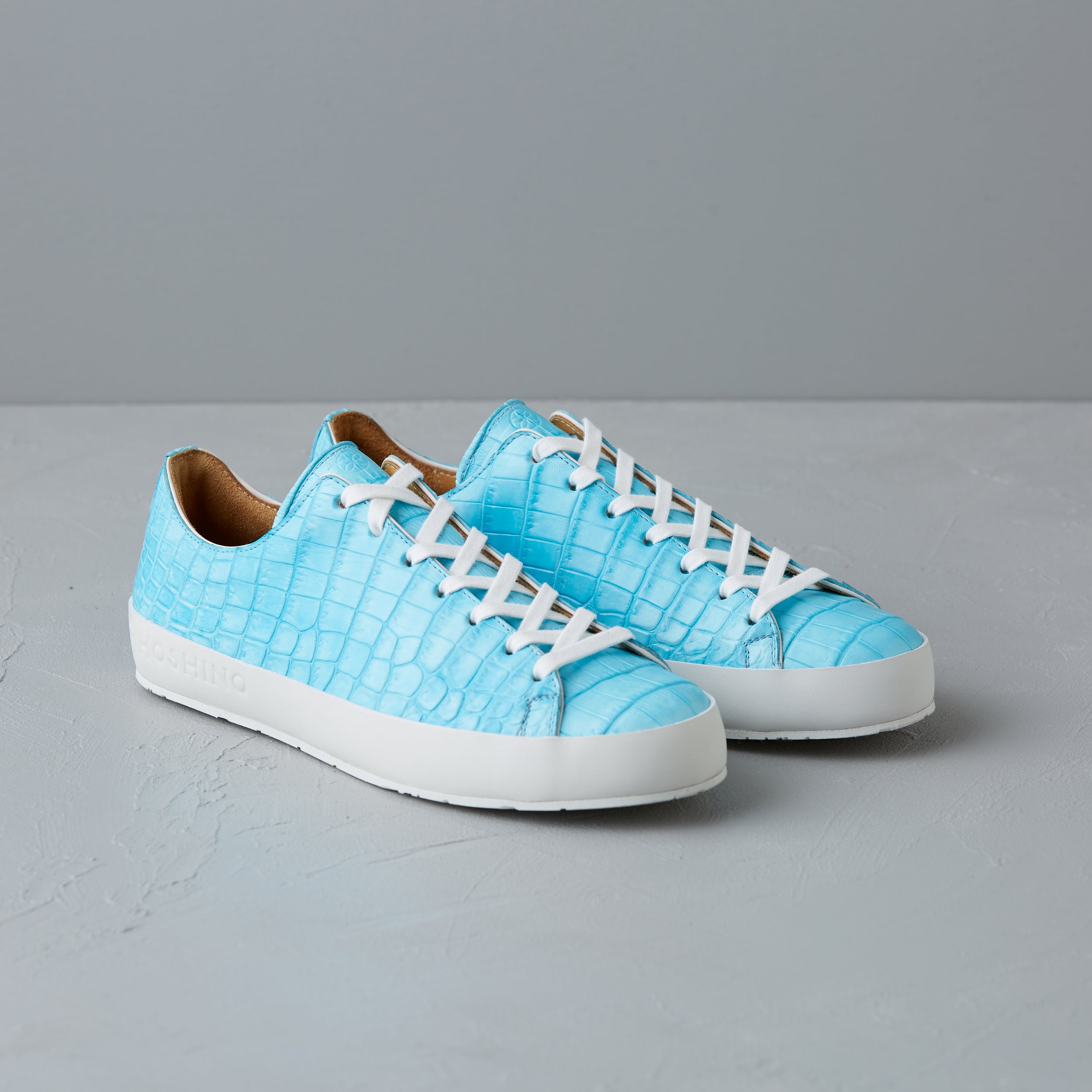 [women's] Liberte - low-top sneakers - Tiffany blue patina crocodile