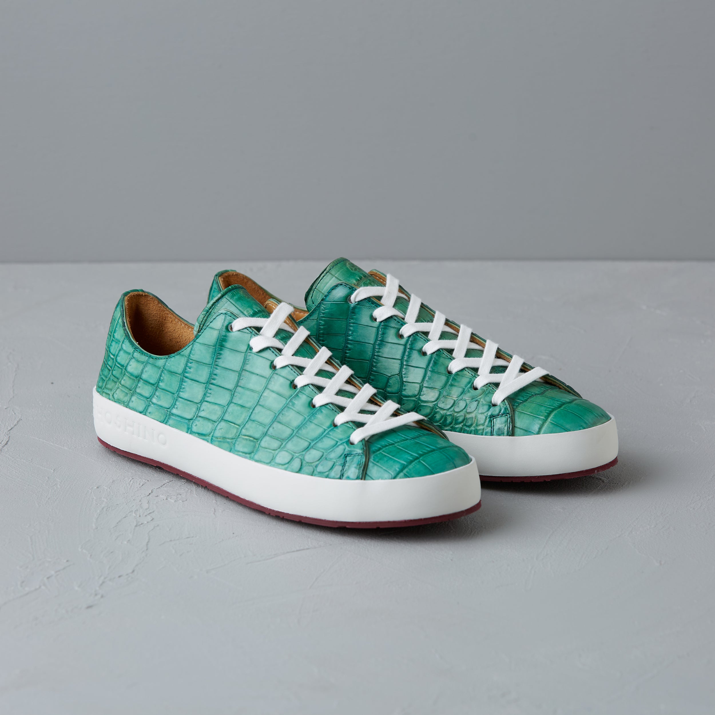 [women's] Liberte - low-top sneakers - green patina crocodile