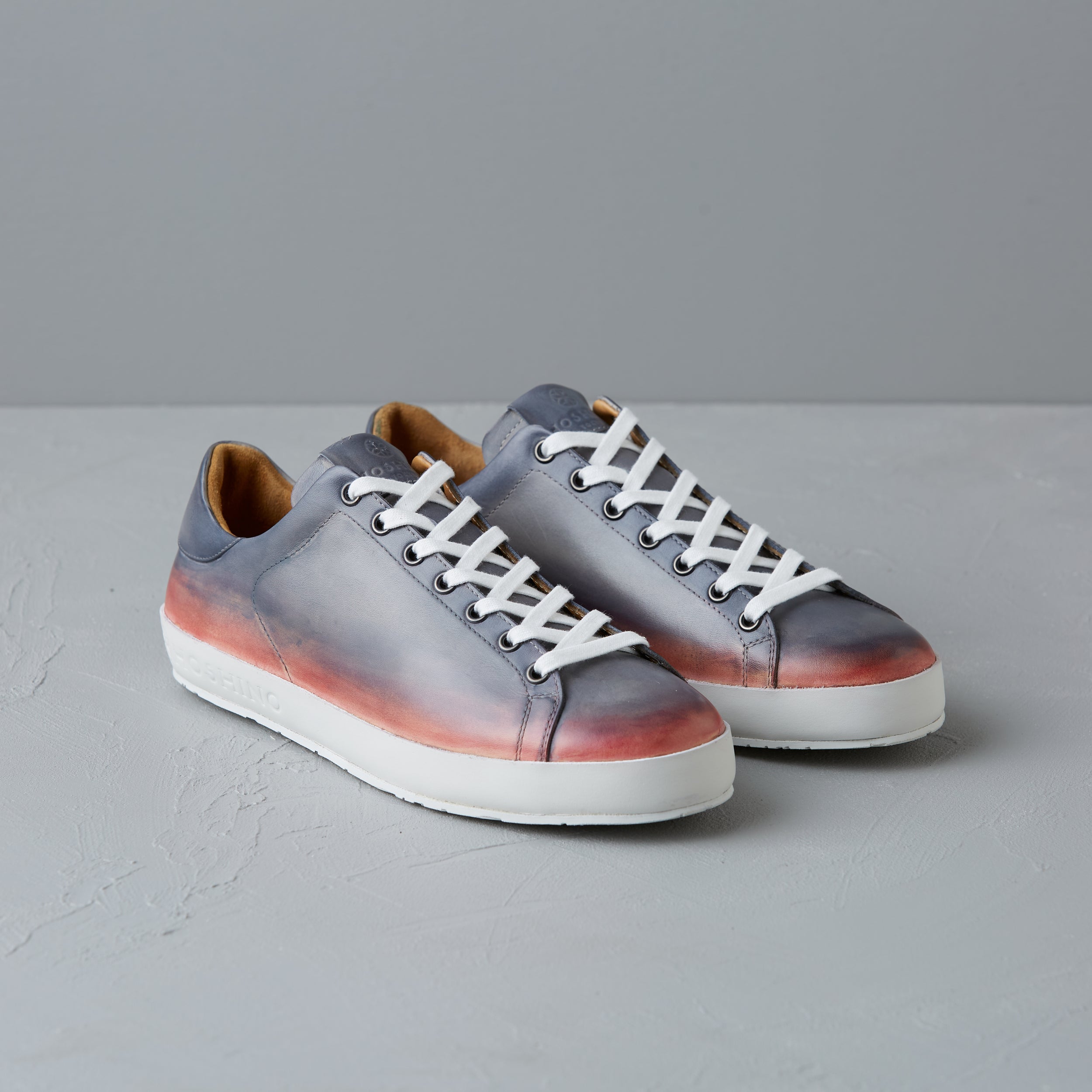 [women's] Liberte - low-top sneakers - gray x pink patina calfskin