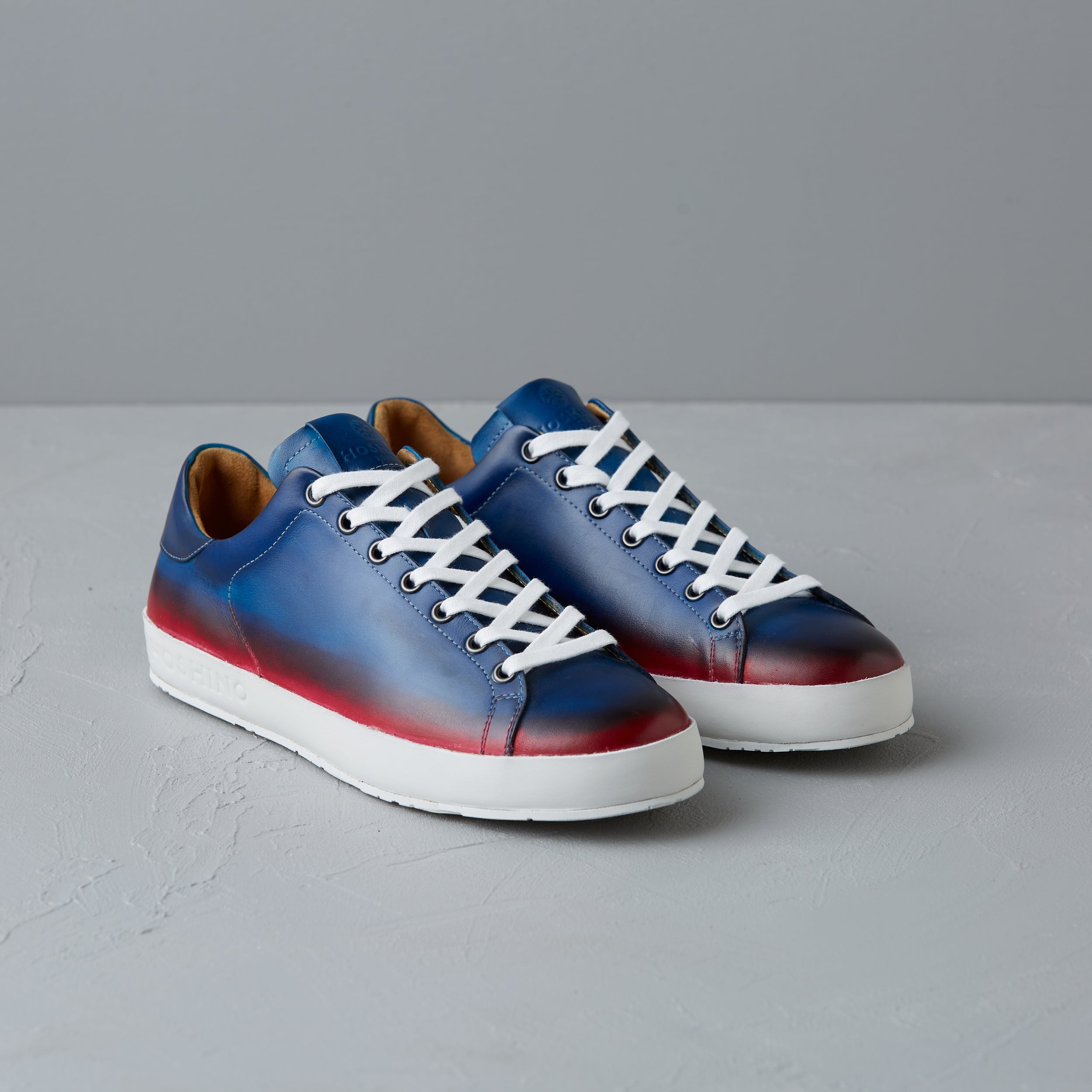 [women's] Liberte - low-top sneakers - red x blue patina calfskin