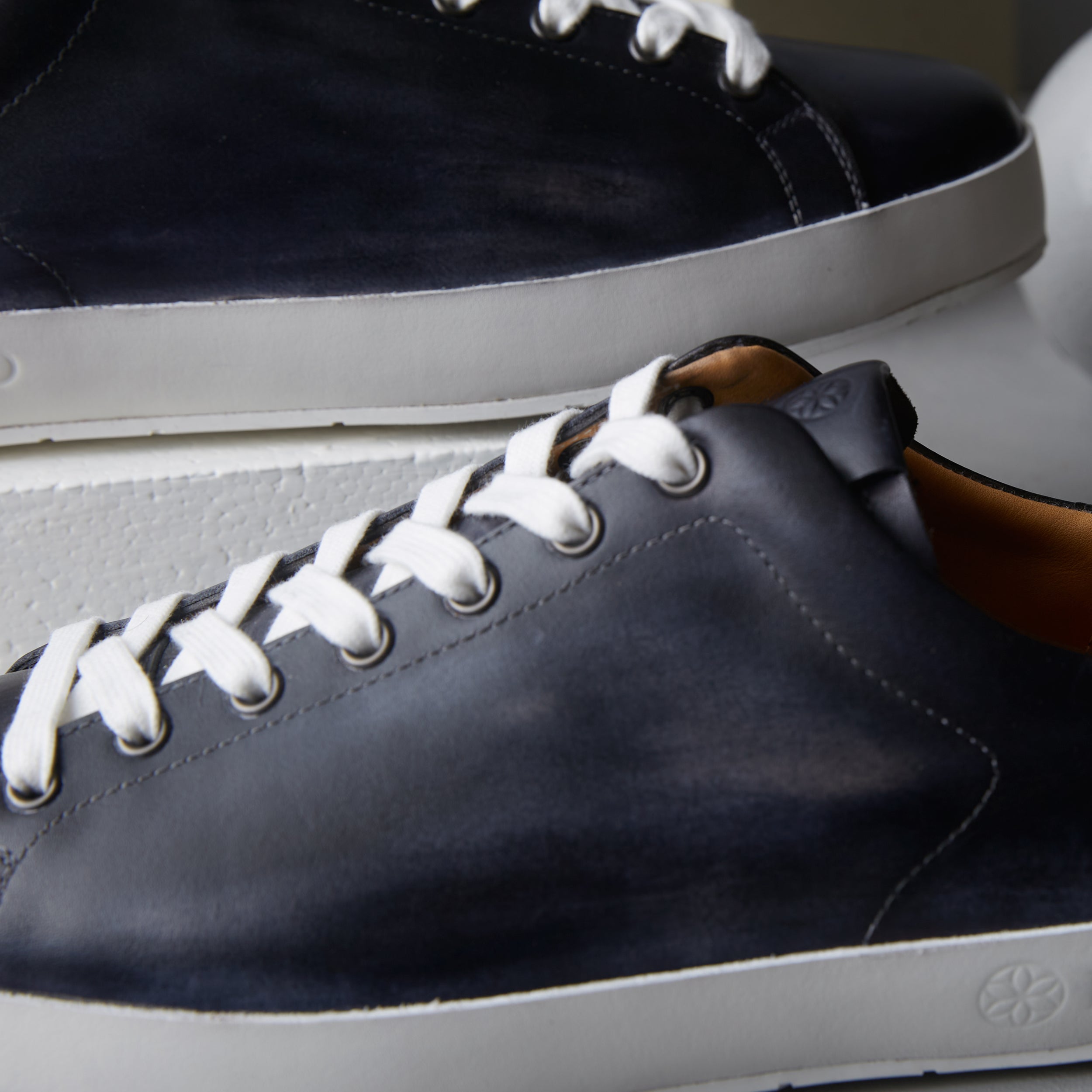 [men's] Liberte - low-top sneakers - black x gray patina calfskin