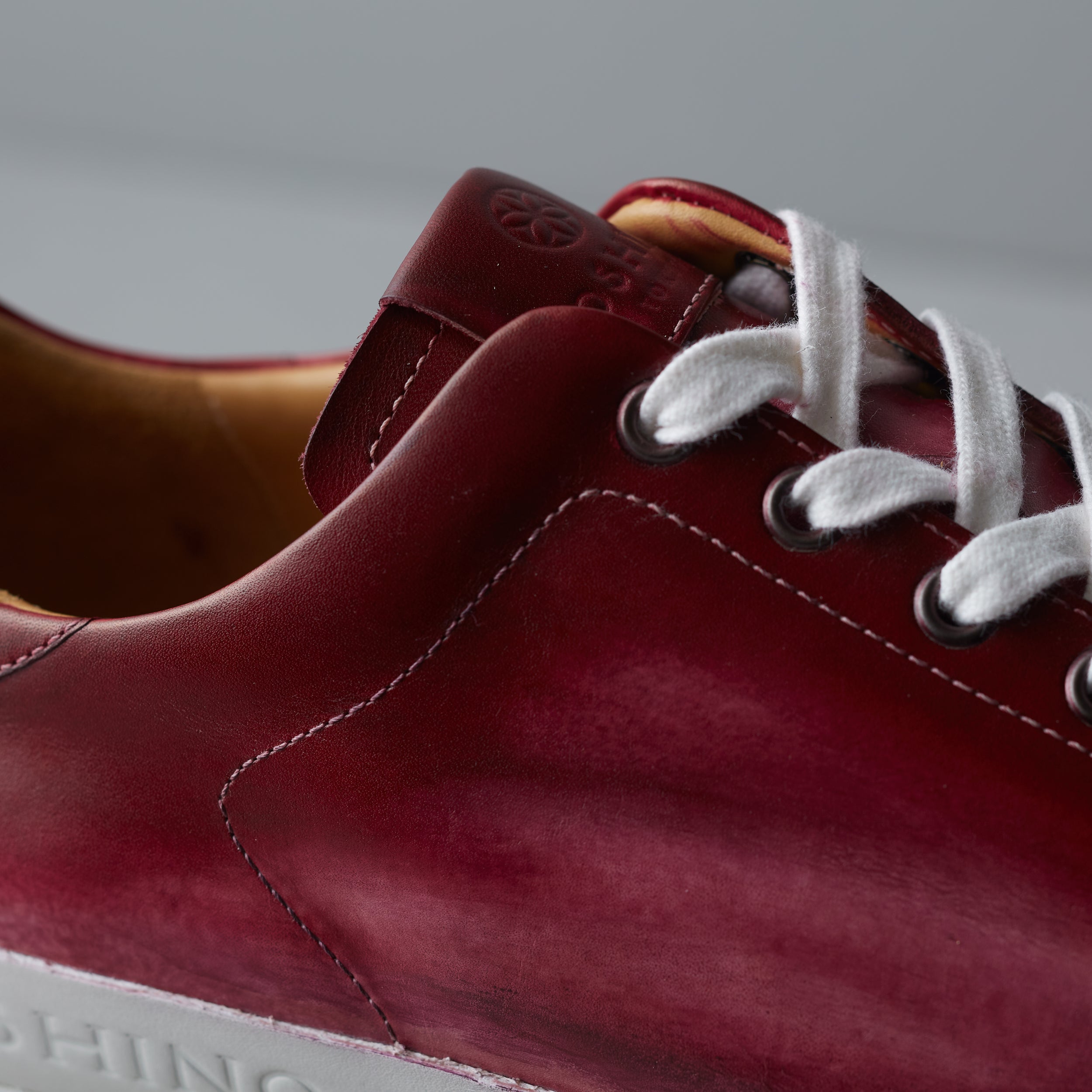 [men's] Liberte - low-top sneakers - burgundy x gray patina calfskin