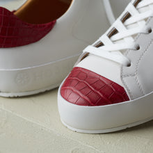 Load image into Gallery viewer, [women&#39;s] Liberte - low-top sneakers - combination toe white and burgundy crocodile
