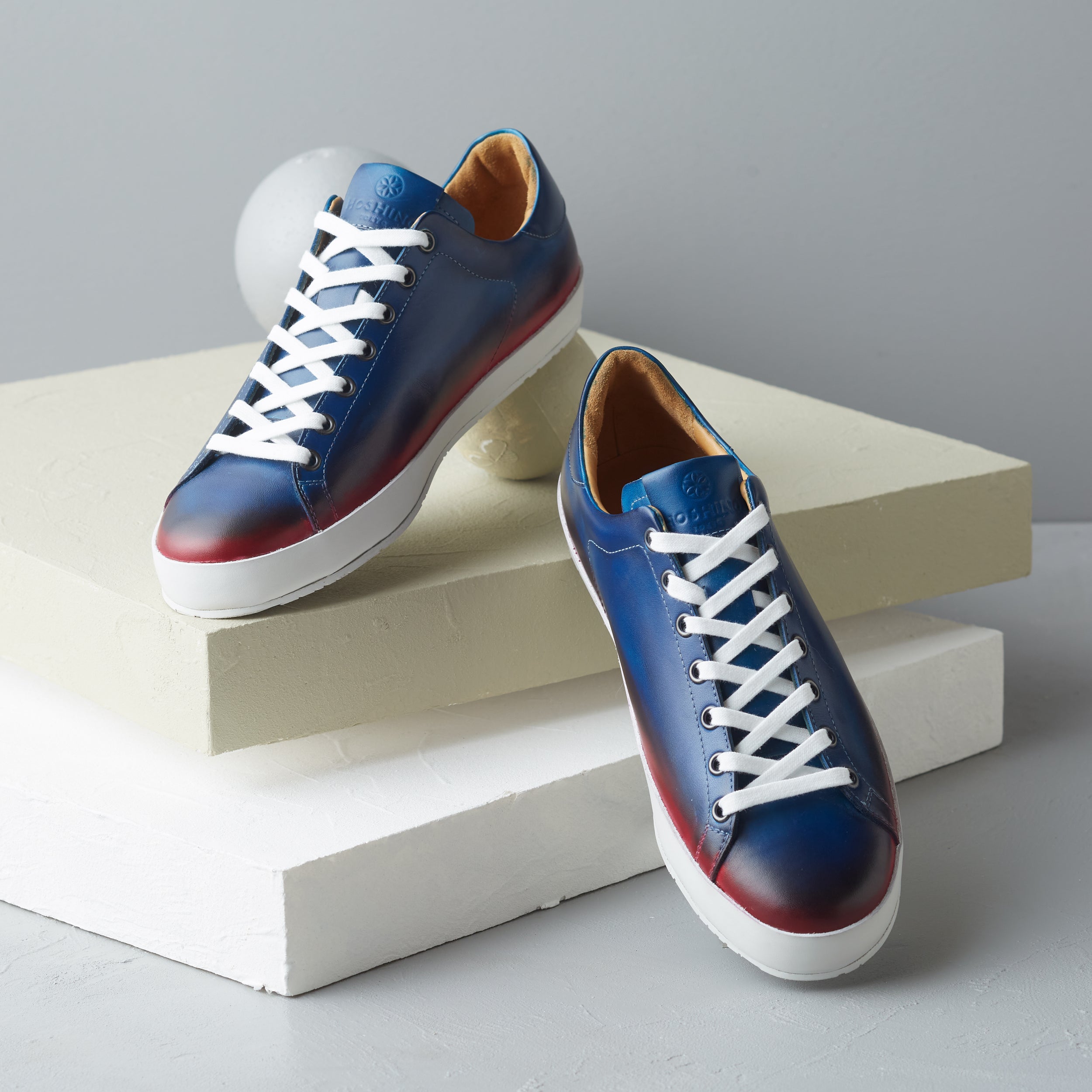 [women's] Liberte - low-top sneakers - red x blue patina calfskin