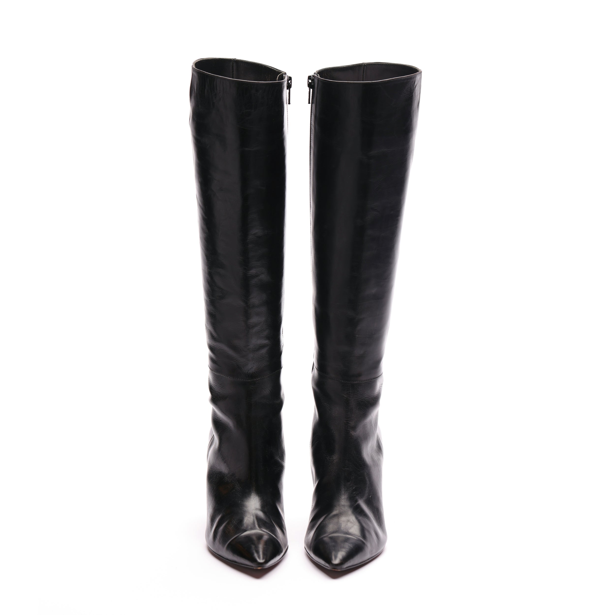 [women's] knee boots - black baby calfskin