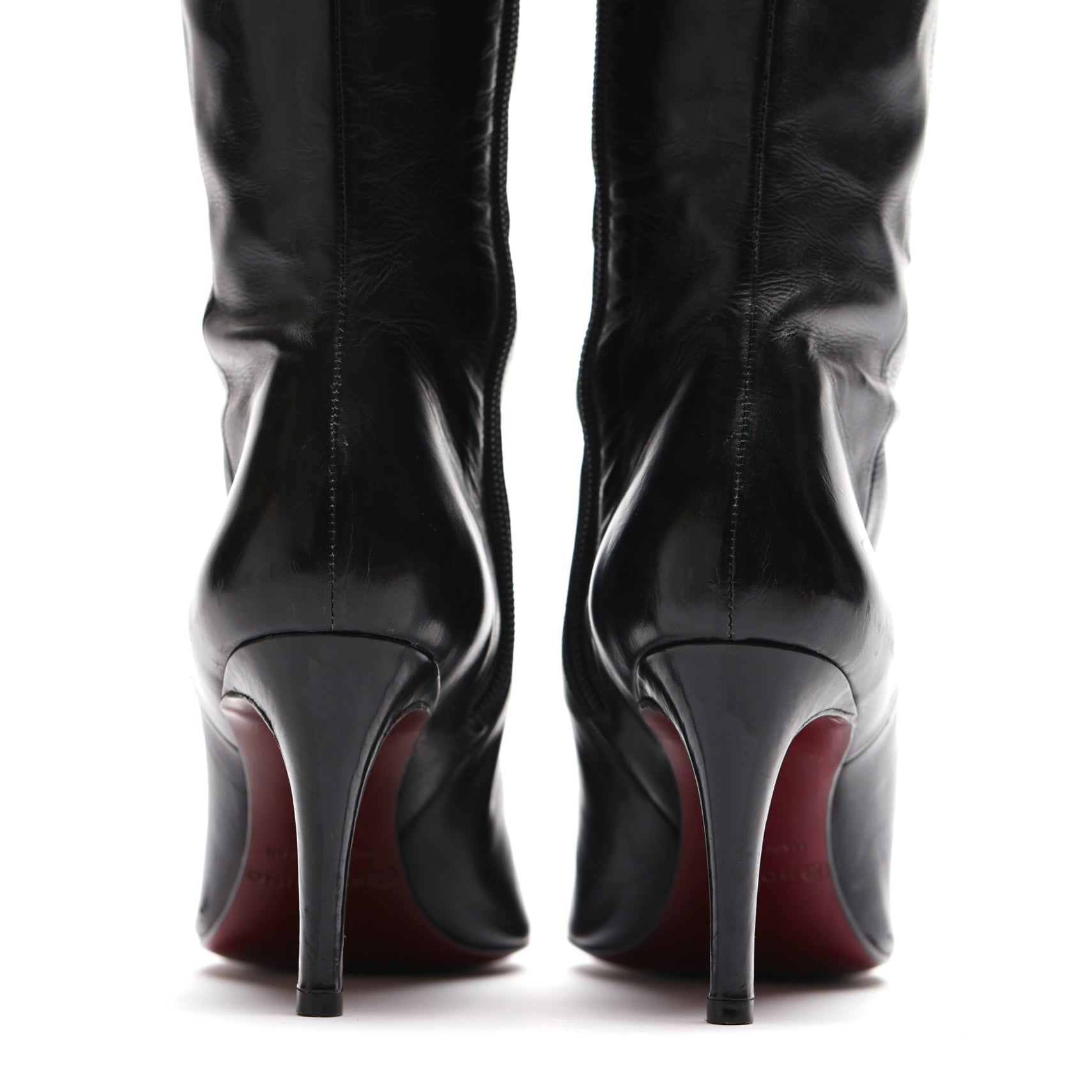 [women's] knee boots - black baby calfskin