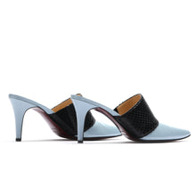 Load image into Gallery viewer, [women&#39;s] From Iris - combination mules - sky blue patent leather x black python
