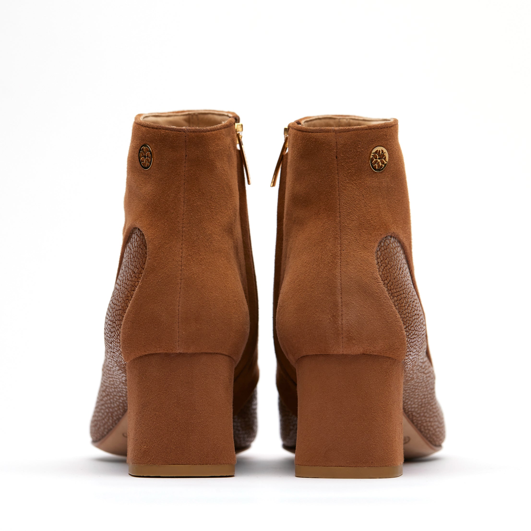 [women's] reunion - veil-line ankle-boots - camel suede x light brown stingray