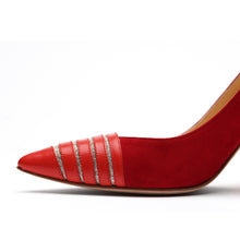 Load image into Gallery viewer, [women&#39;s] reunion - striped pumps - red suede x red baby calfskin
