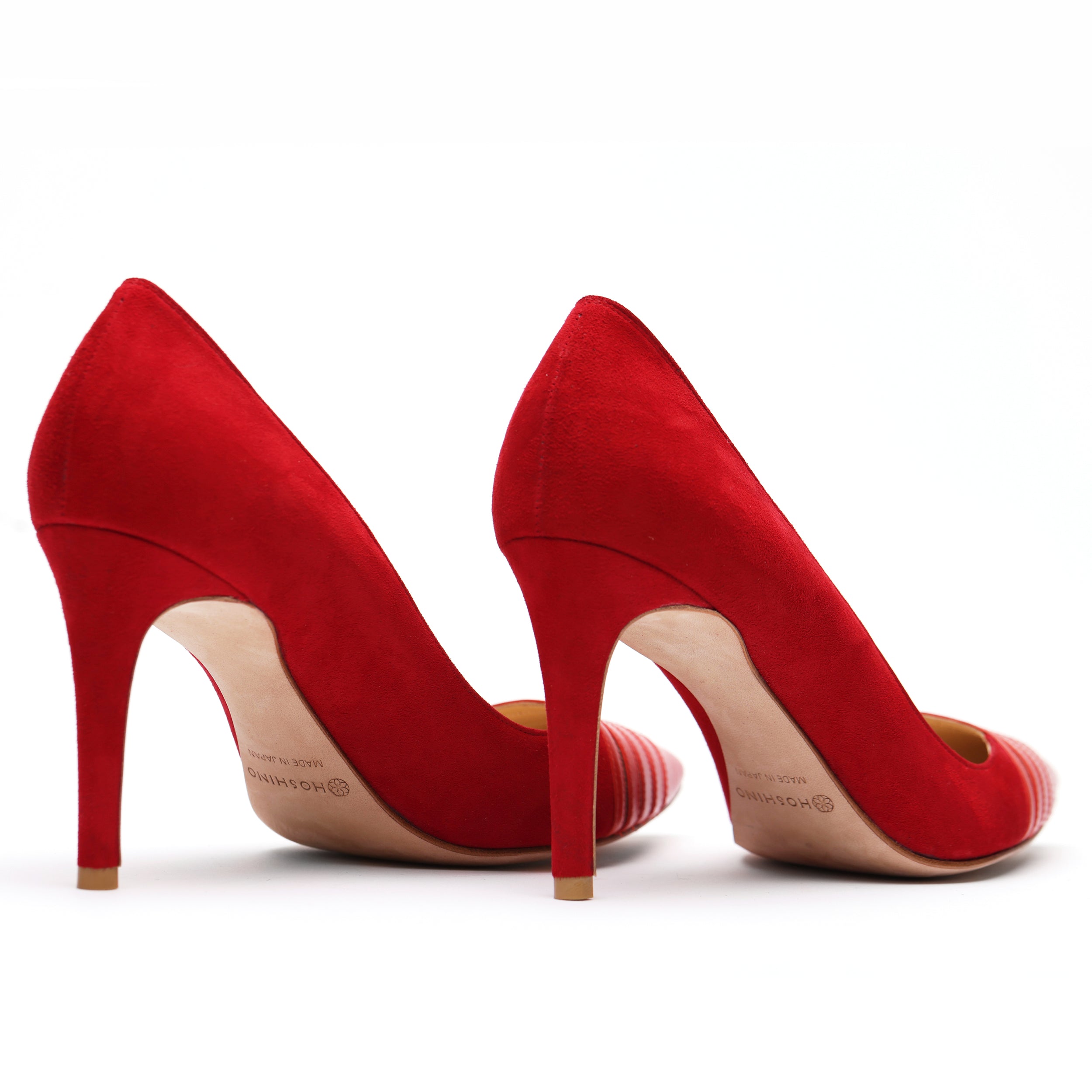 [women's] reunion - striped pumps - red suede x red baby calfskin