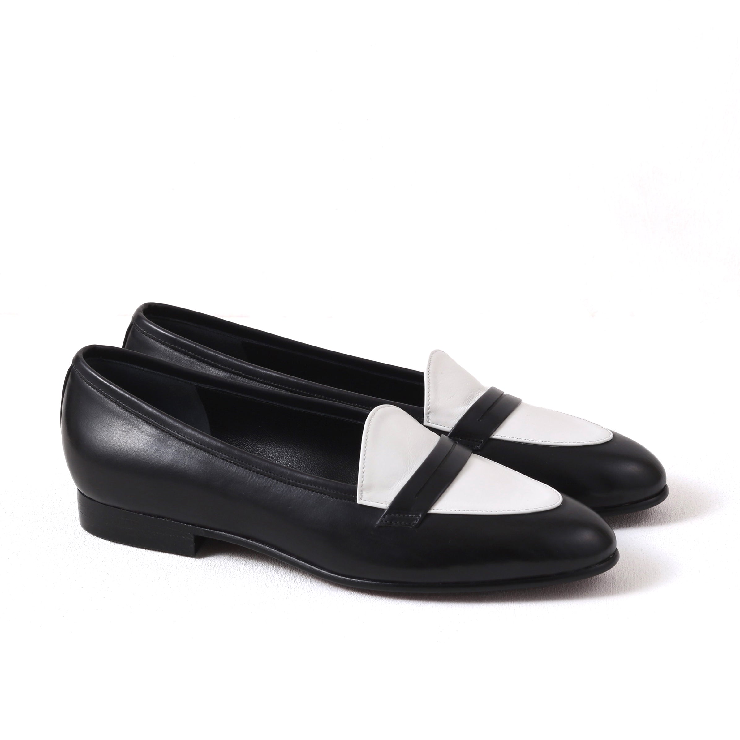 [women's] penny loafers - two-tone calfskin