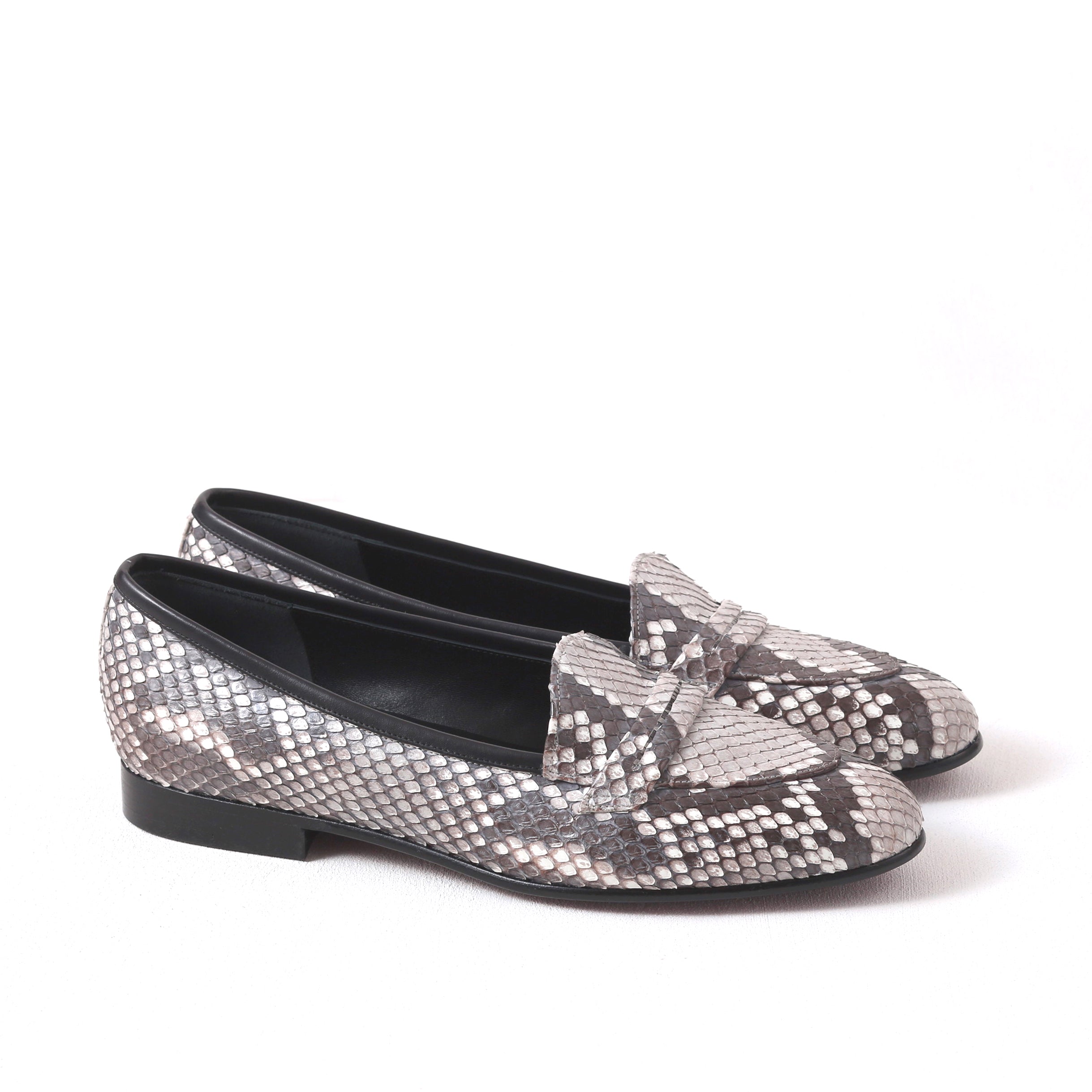 [women's] penny loafers - white python